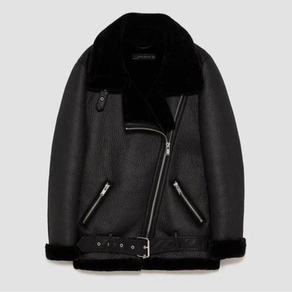 ZARA BLACK FAUX LEATHER MOTO JACKET - NWOT - Picture 3 of 3